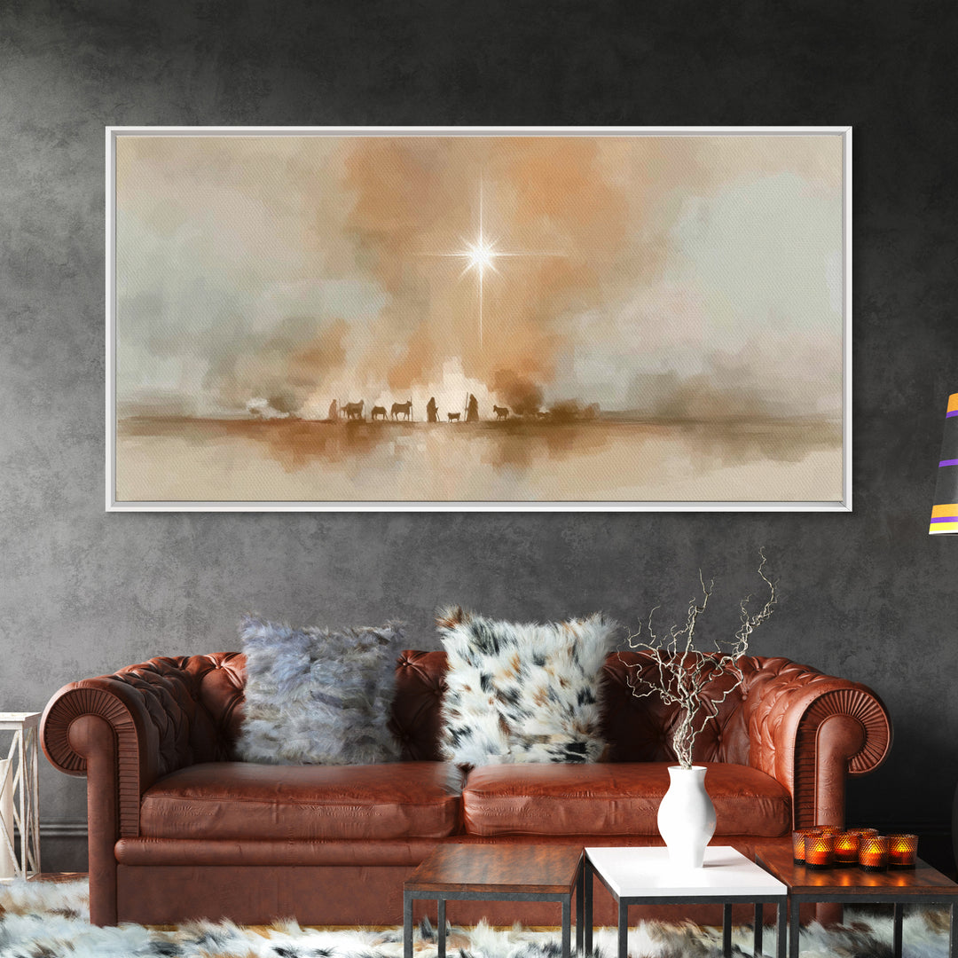Desert Star Path - Framed Canvas Print - Christian Christmas Art - Vintage Christmas Art - Christmas Canvas Wall Art - Christian Art Print