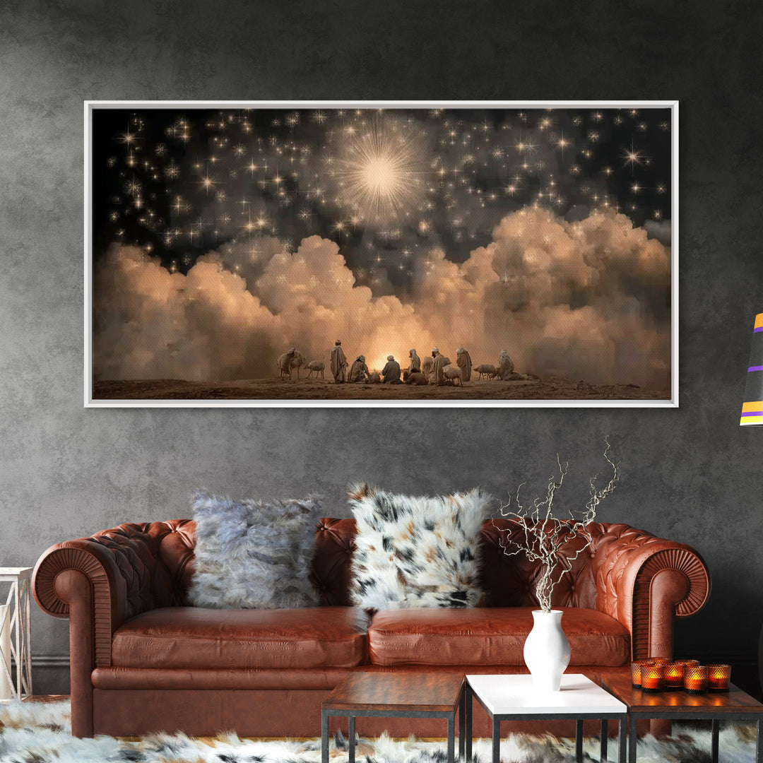 Radiant Heavens - Framed Canvas Print - Christmas Art Framed - Christian Christmas Art - Modern Christian Art - Christian Decorations