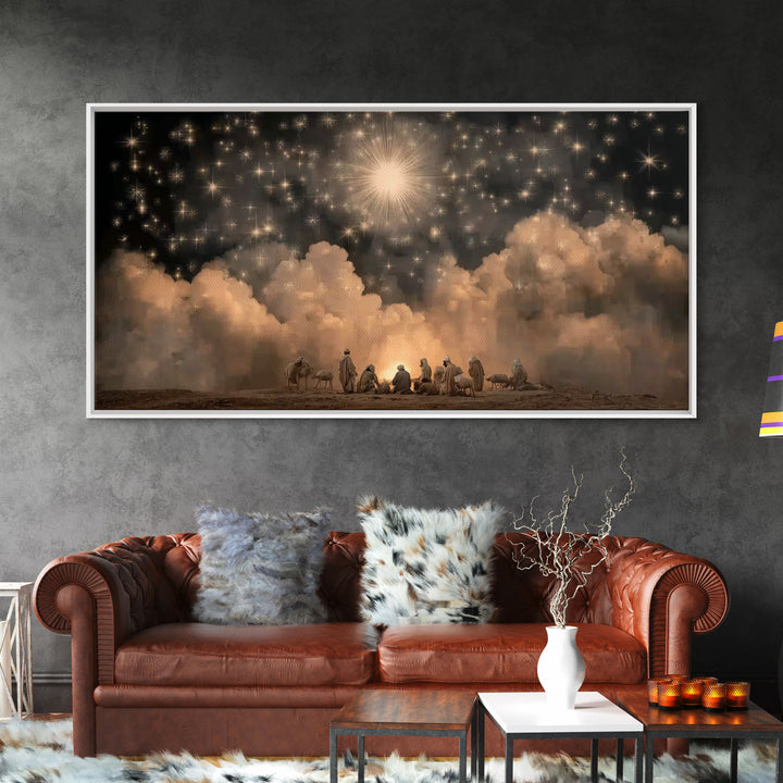 Radiant Heavens - Framed Canvas Print - Christmas Art Framed - Christian Christmas Art - Modern Christian Art - Christian Decorations