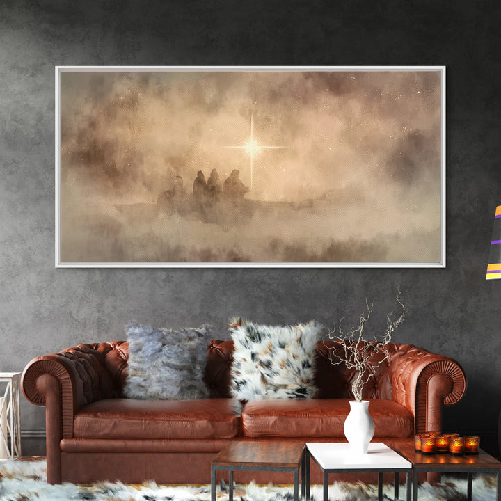 Starborn Wonder - Framed Canvas Print - Christian Christmas Art - Christmas Wall Art - Moody Christmas Art - Christian Art Canvas