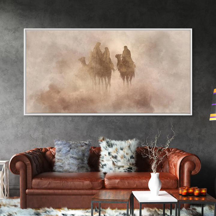 Desert Pilgrims – Framed Canvas Print – Christian Art Canvas – Christian Christmas Art – Moody Christian Art – Christmas Wall Art – Modern