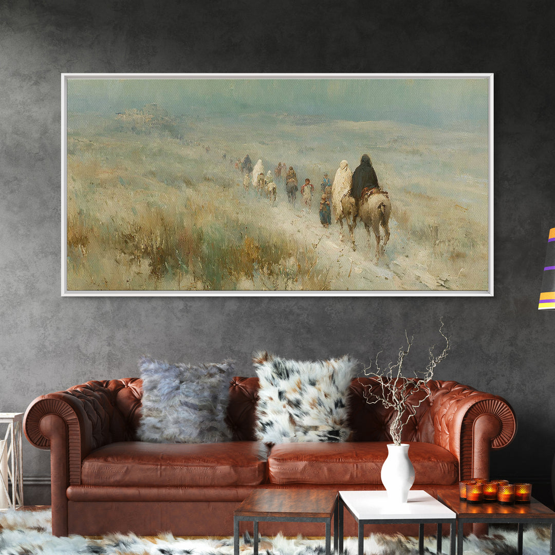 Desert Caravan, Framed Canvas Print, Christian Art Canvas, Christian Wall Art, Christian Christmas Art, Christmas Canvas Wall Art, Xmas