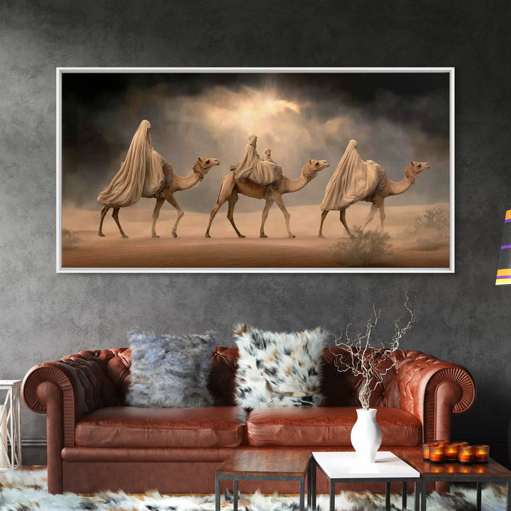 Camel Procession, Framed Canvas Print, Christian Art Canvas, Christian Wall Art, Christmas Art, Christian Christmas Decor, Jesus Painting