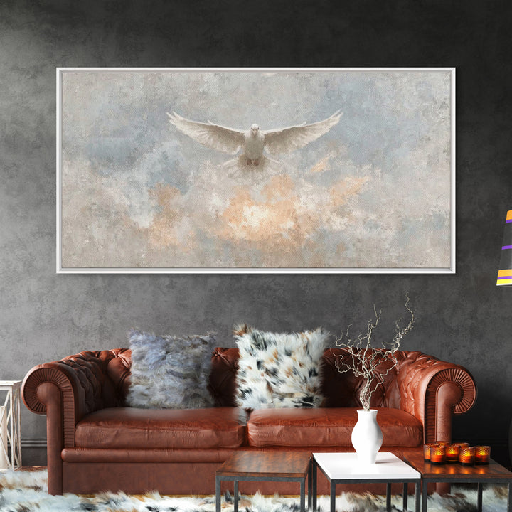 Heavenly Dove, Framed Canvas Print, Christian Wall Art, Christian Art Print, Christian Decor, Jesus Painting, Christmas Art