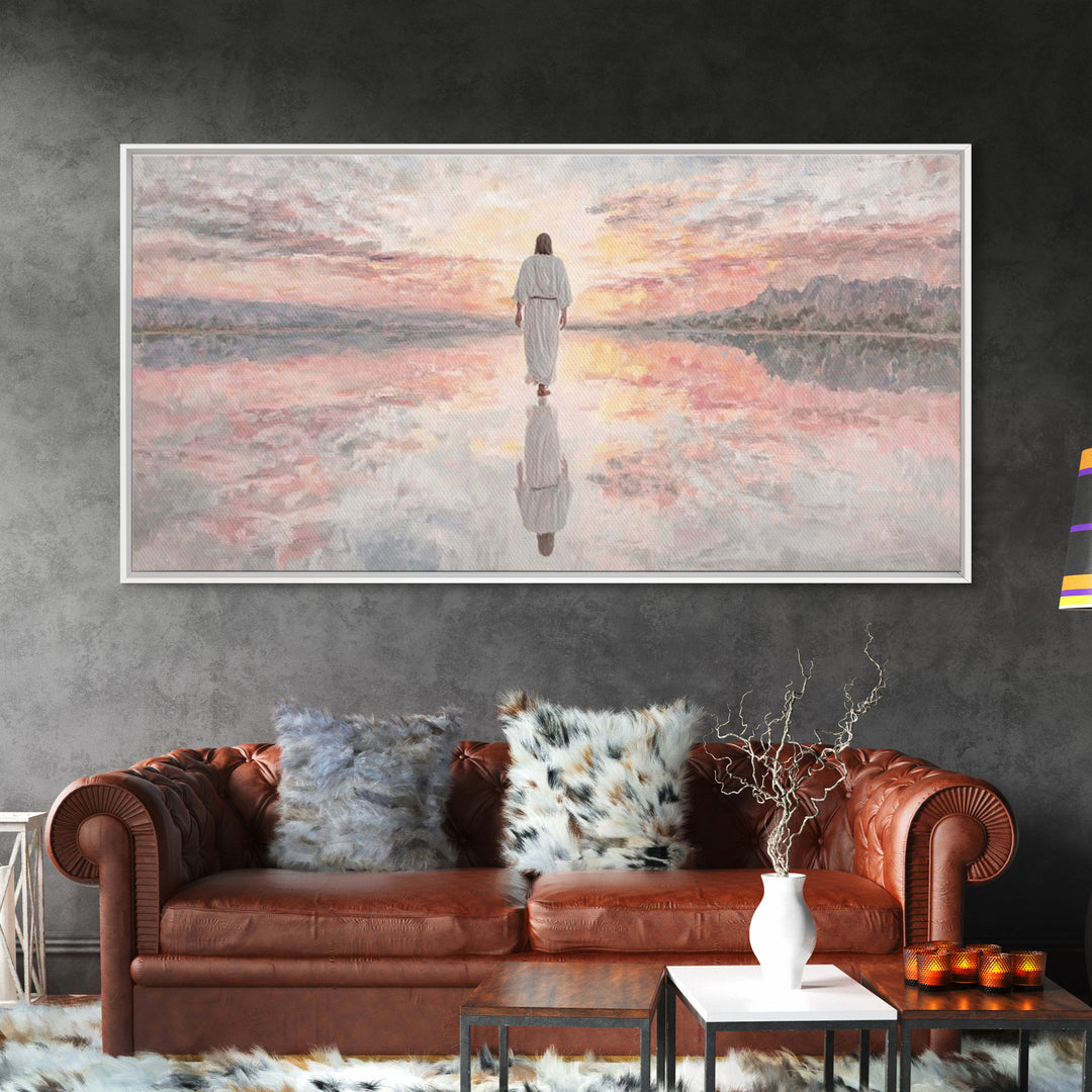 Walk Of Grace - Framed Canvas Print - Jesus Painting - Christian Wall Art - Modern Christian Art - Large Christian Painting