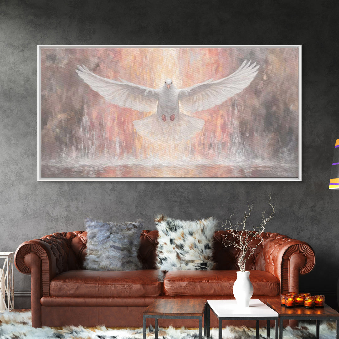 Flame Of Peace – Framed Canvas Print – Christian Wall Art – Christian Art Canvas – Christian Christmas Art – Jesus Painting – Christian Dec