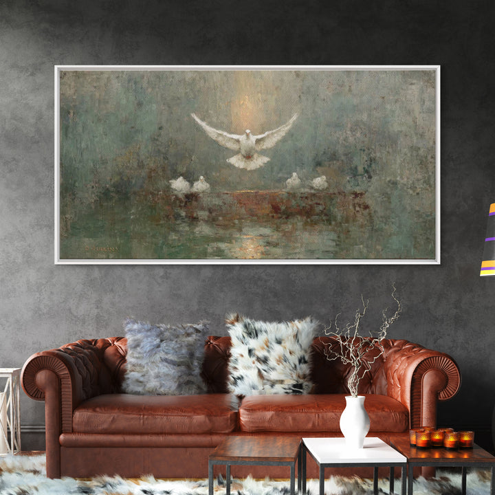 Dove Of Glory, Framed Canvas Print, Christian Art Canvas, Christian Wall Art, Christian Painting, Christmas Art, Christian Decor