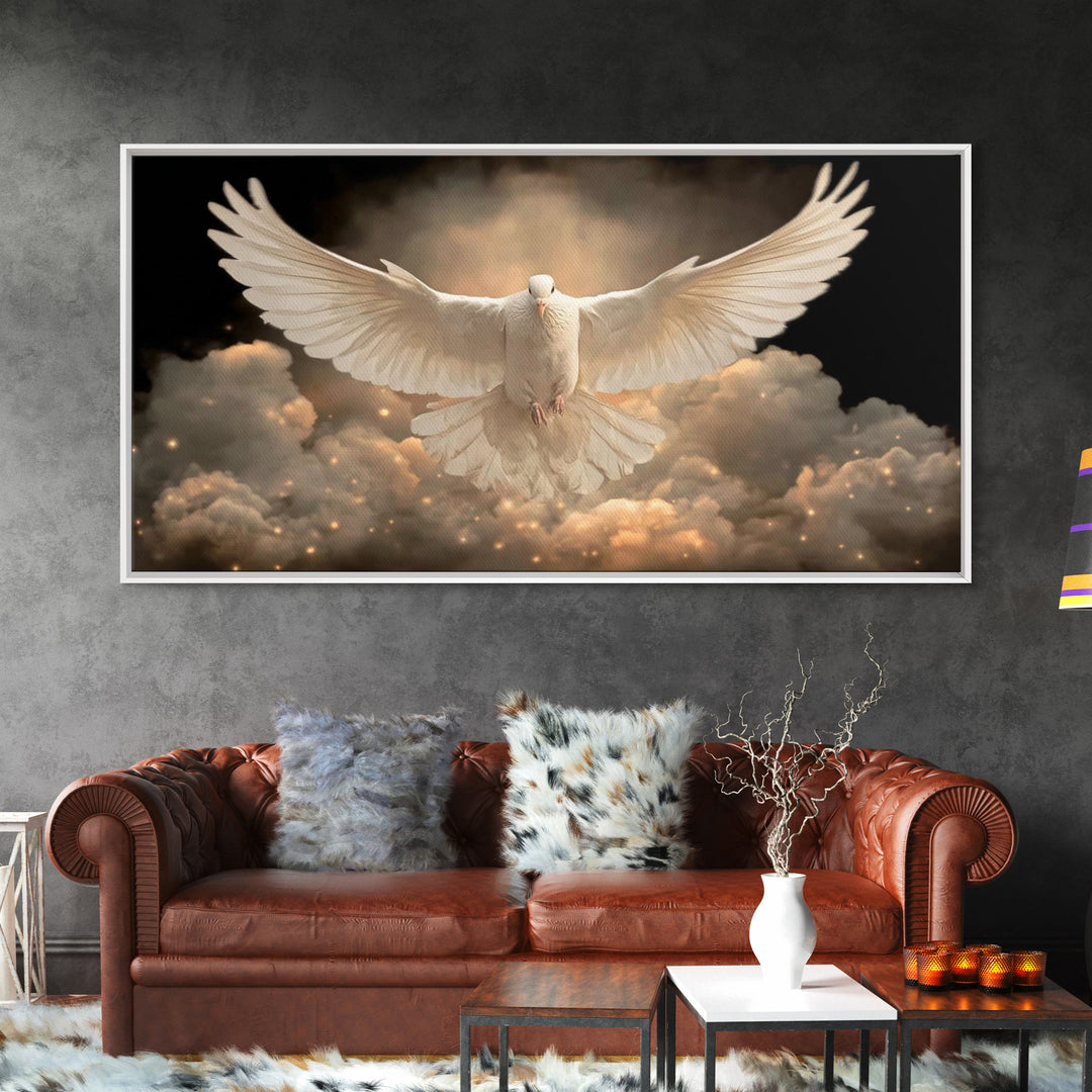 Heavenly Dove – Framed Canvas Print – Christian Wall Art – Christian Art Canvas – Jesus Painting – Christian Christmas Art – Christian Deco