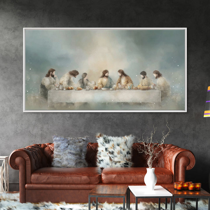 Sacred Supper Light, Framed Canvas Print, Christian Art Canvas, Christian Wall Art, Modern Christian Art, Jesus Painting, Christmas Art Pri
