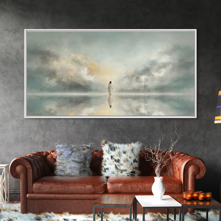 Light Upon Still Waters - Framed Canvas Print - Modern Christian Art - Christian Art Canvas - Christian Decor For Home - Jesus Art Print