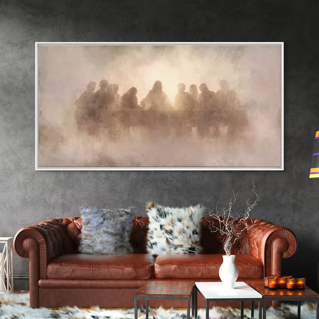 Heavenly Communion Mist, Framed Canvas Print, Christian Art Canvas, Jesus Painting, Christian Wall Art, Christmas Art, Christian Decor