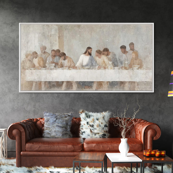 Graceful Table Gathering – Framed Canvas Print – Christian Painting – Jesus Art Print – Christian Wall Art – Christmas Art – Christian Deco