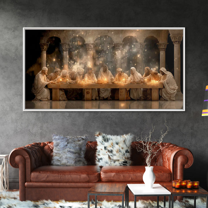 Divine Supper Radiance, Framed Canvas Print, Christian Art Work, Jesus Painting, Christian Wall Art, Christmas Art, Christian Decor