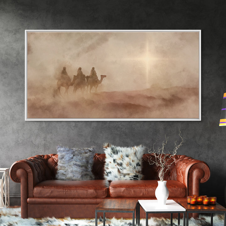 Guiding Star Mist – Framed Canvas Print – Christian Christmas Art – Modern Christian Art – Christian Wall Art – Jesus Painting – Christmas