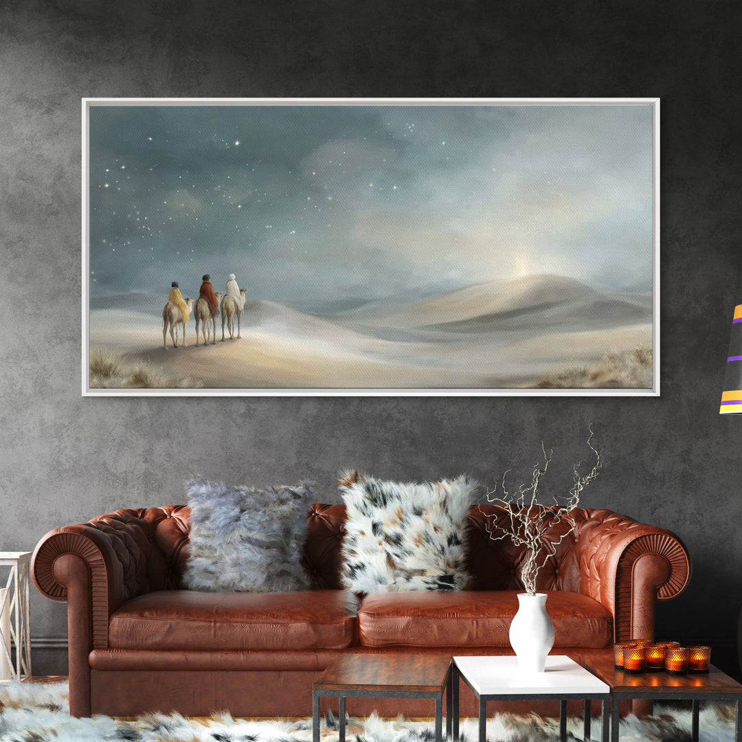 Desert Star Path, Framed Canvas Print, Christian Art Canvas, Christian Wall Art, Christmas Art Prints, Christian Christmas Art, Jesus Paint