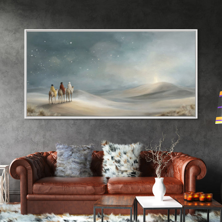 Desert Star Path, Framed Canvas Print, Christian Art Canvas, Christian Wall Art, Christmas Art Prints, Christian Christmas Art, Jesus Paint