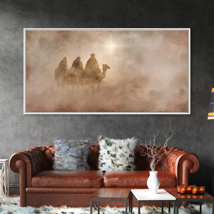 Three Kings Dawn – Framed Canvas Print – Christian Art Canvas – Christian Christmas Art – Christmas Wall Art – Modern Christian Art – Jesus