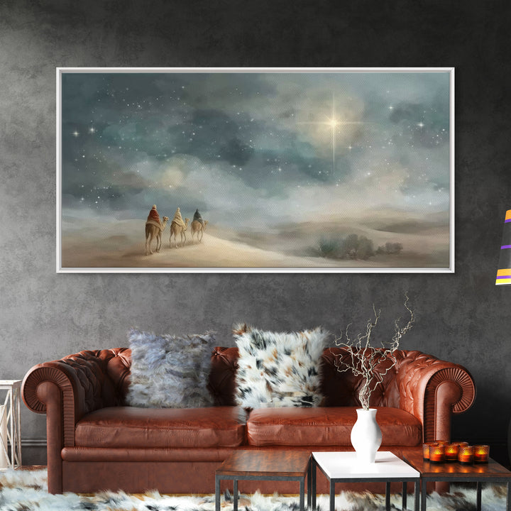Star Of Promise, Framed Canvas Print, Christian Art Canvas, Christmas Wall Art, Christian Christmas Art, Modern Christian Painting, Christi