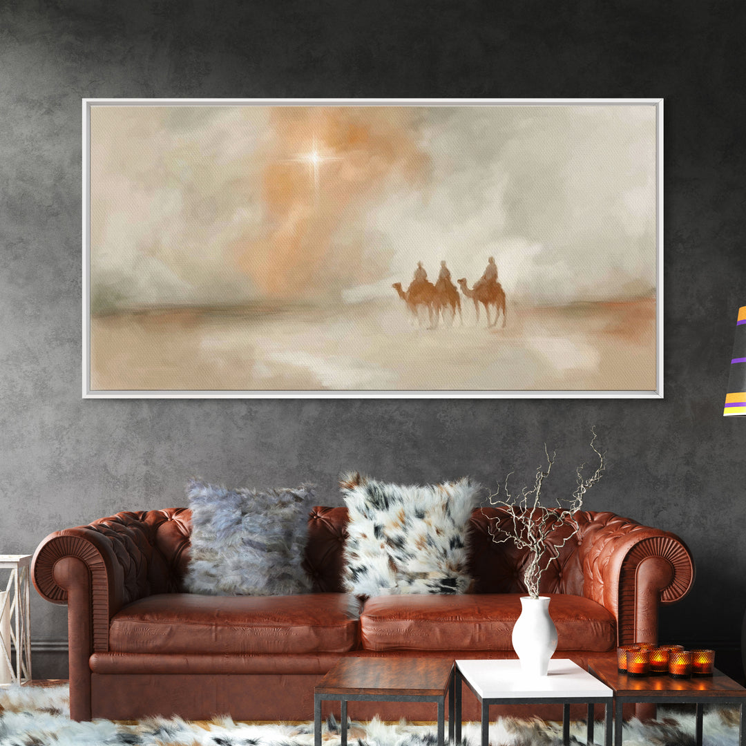 Wandering Kings – Framed Canvas Print – Christian Art Canvas – Christian Wall Art – Christmas Art Prints – Christian Christmas Art – Subtle