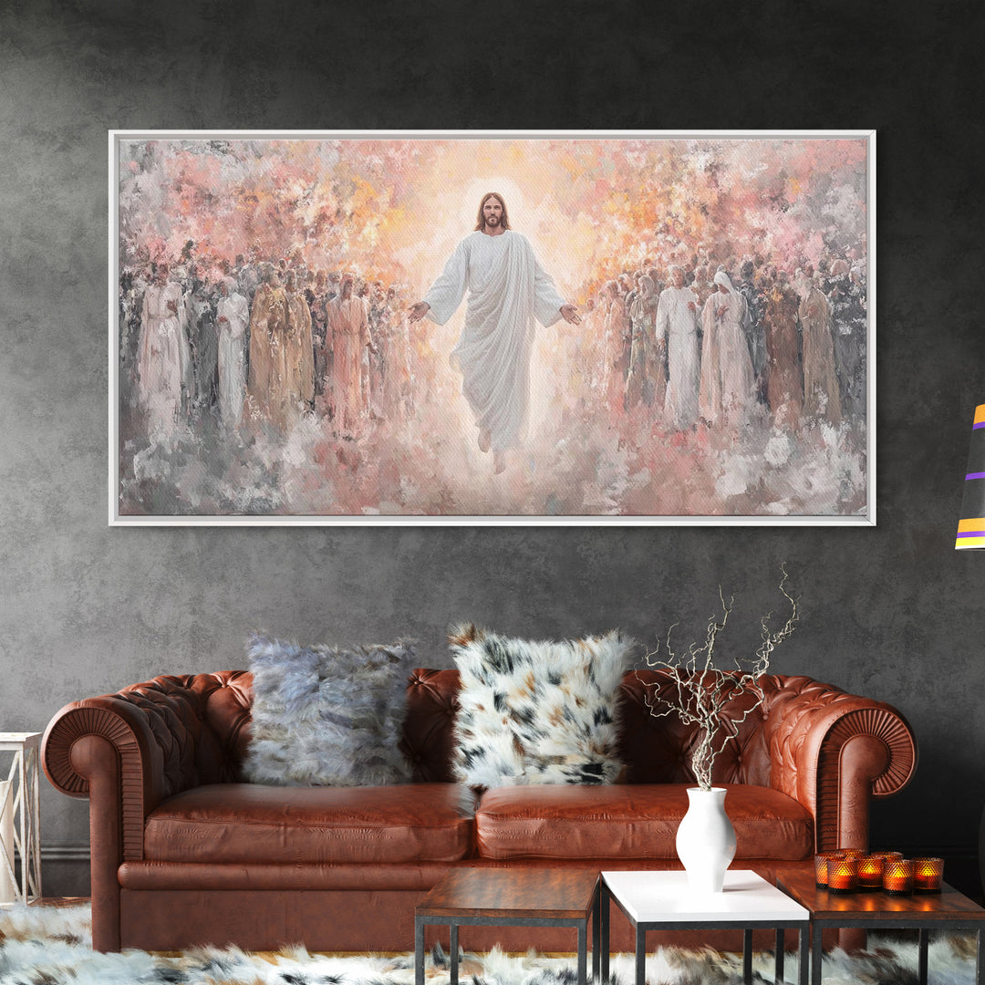 Angels Of Light, Framed Canvas Print, Christian Christmas Art, Christian Wall Art, Jesus Painting Canvas, Christian Art Gift, Christmas Art