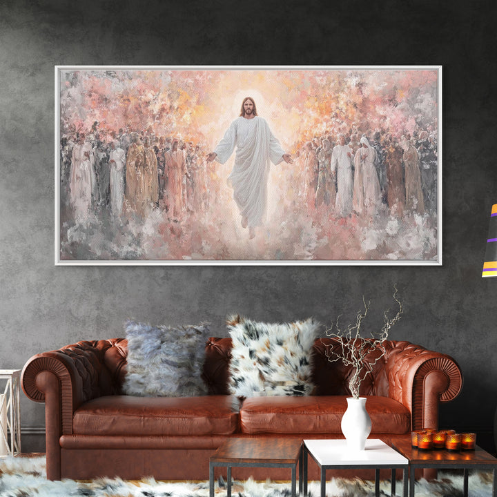 Angels Of Light, Framed Canvas Print, Christian Christmas Art, Christian Wall Art, Jesus Painting Canvas, Christian Art Gift, Christmas Art