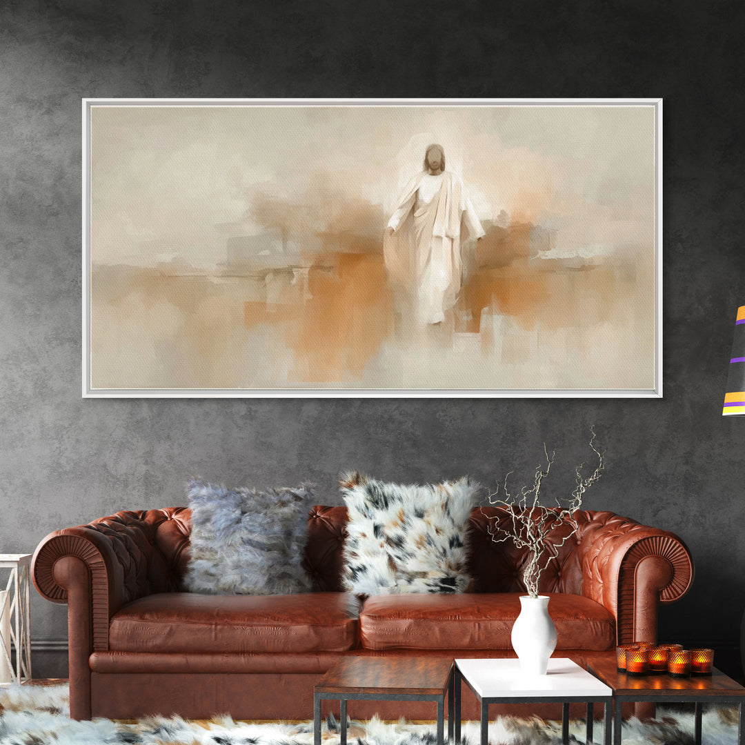 Risen Radiance | Framed Canvas Print | Christian Art Work | Jesus Paintings | Modern Christian Art | Christian Wall Art | Large Jesus Paint