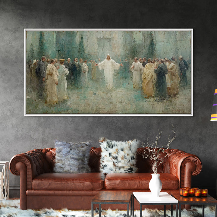 Sacred Dawn, Framed Canvas Print, Christian Wall Art, Minimalist Christian Art, Christian Art Canvas, Jesus Painting Canvas, Christian Chri