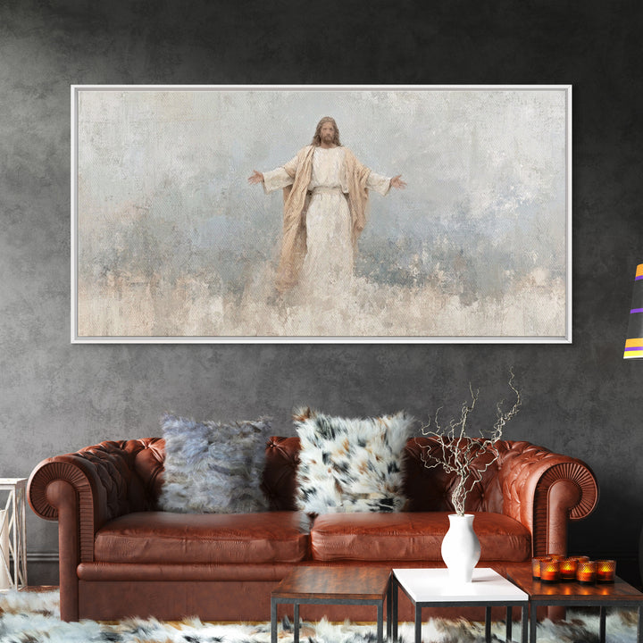 Heavenly Passage | Framed Canvas Print | Christian Art Canvas | Christian Wall Art | Jesus Art Print | Christian Gift | White Christmas Art