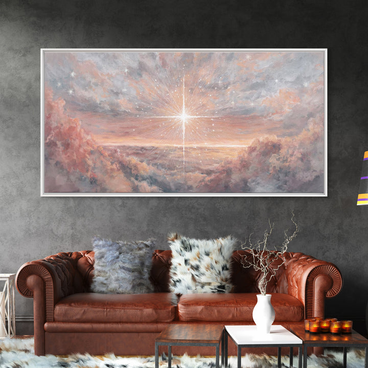 Divine Welcome, Framed Canvas Print, Christian Art Prints, Christian Wall Art, Jesus Painting, Large Christian Painting, Christian Christma