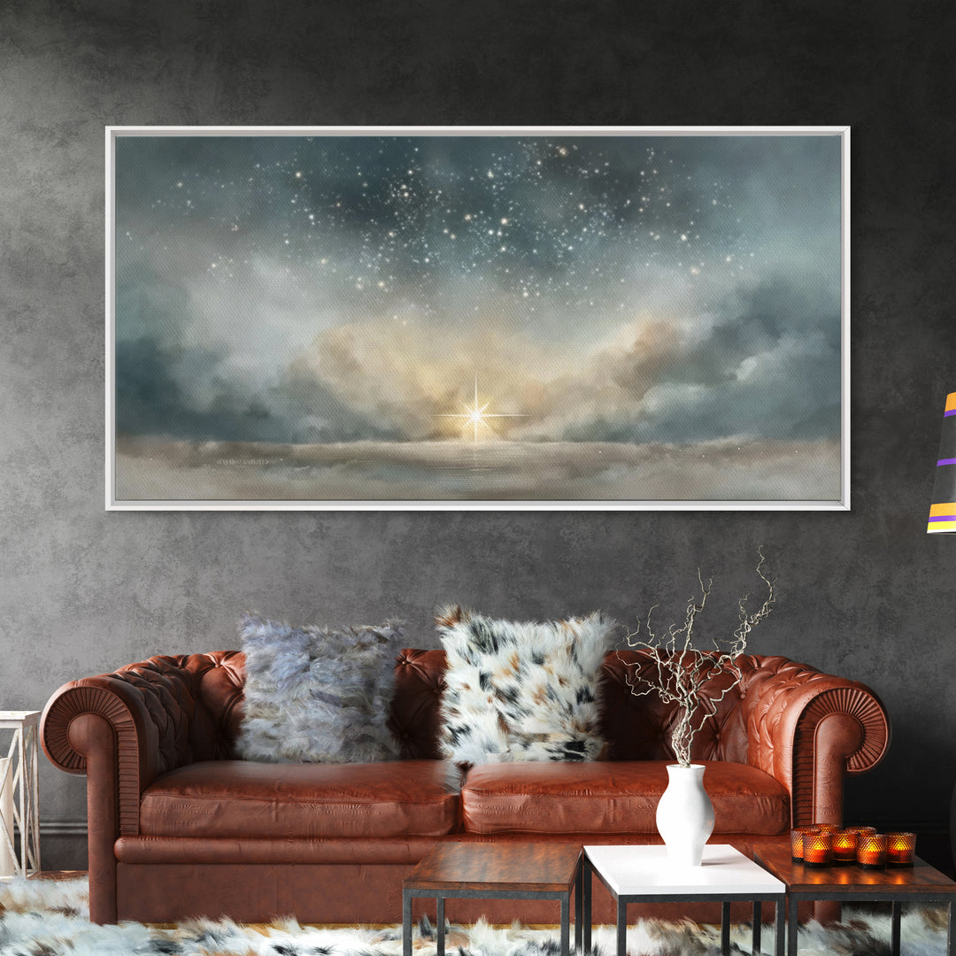 Star Of Promise – Framed Canvas Print – Christian Christmas Art – Christmas Wall Art – Christian Art Canvas – Vintage Christmas Art – Chris