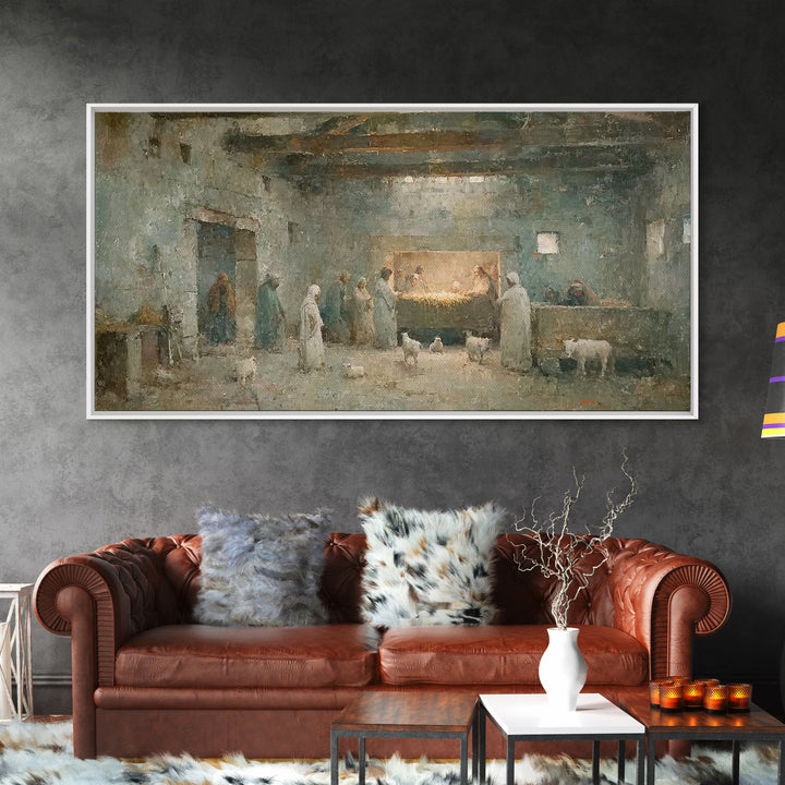 Shepherds Of Light – Framed Canvas Print – Christian Wall Art – Jesus Painting – Christmas Art – Christian Decor – Christian Christmas