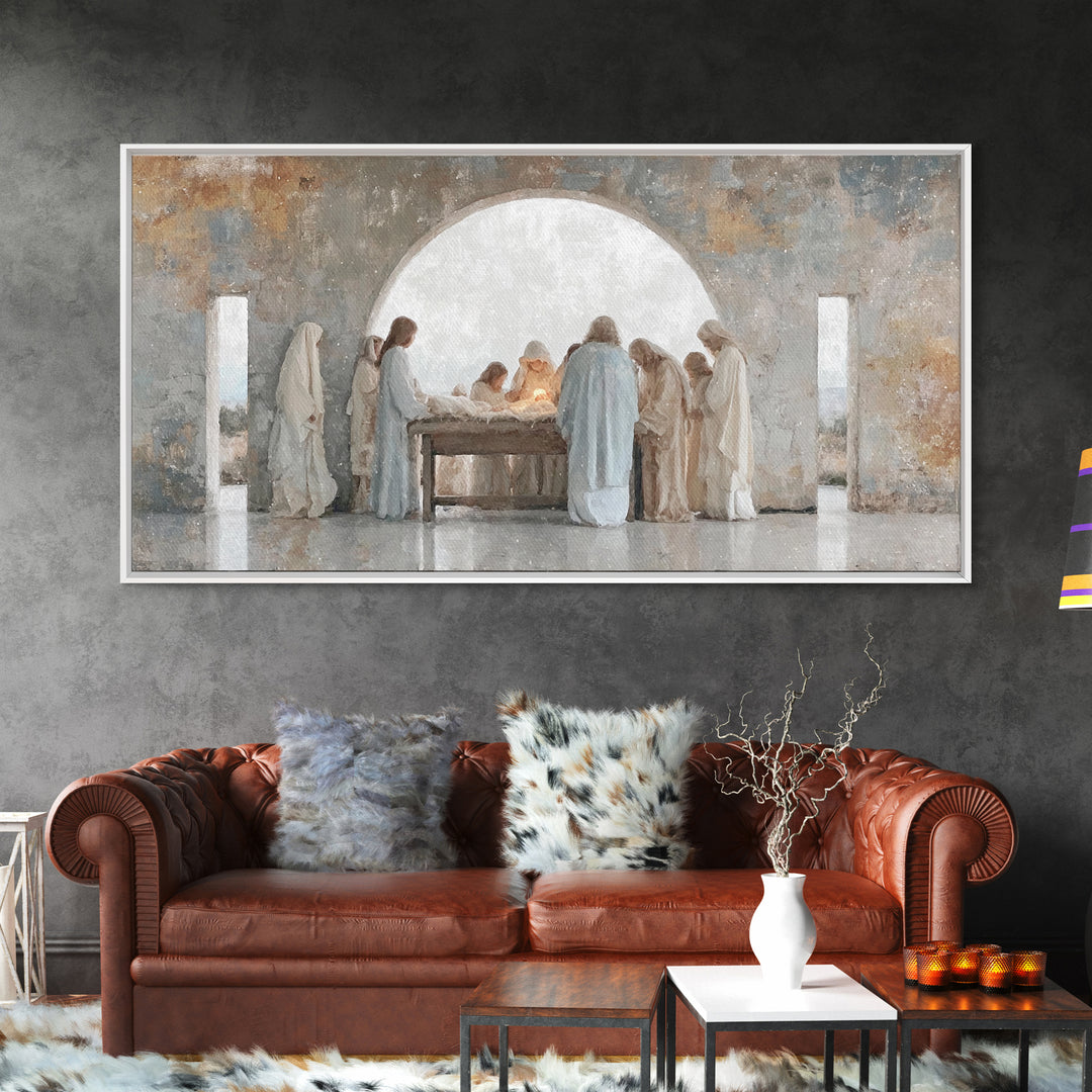Heavenly Host Dawn | Framed Canvas Print | Christian Art Canvas | Jesus Painting | Christmas Wall Art | Christian Christmas | Christian Dec