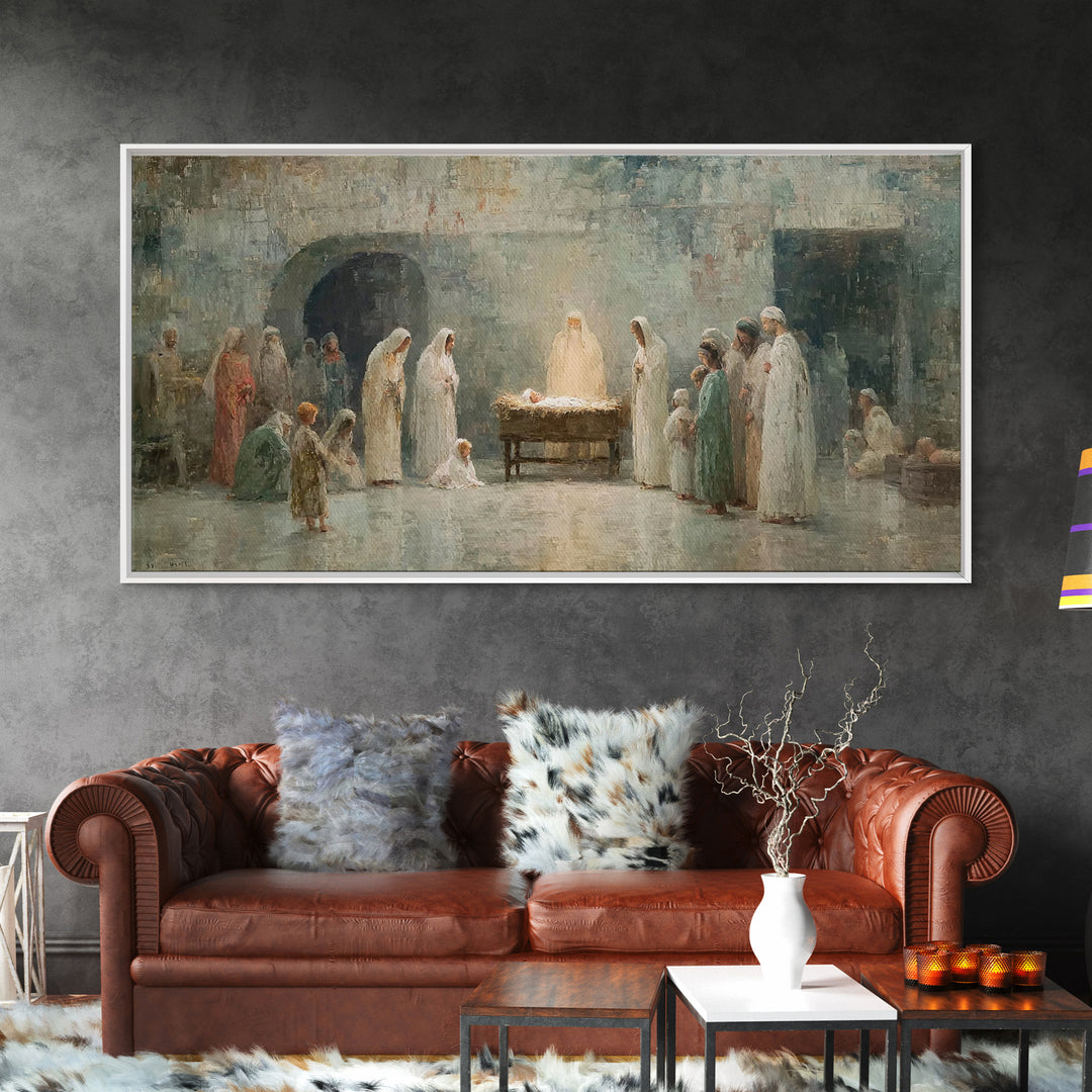 Radiant Nativity Calm – Framed Canvas Print – Christian Wall Art – Jesus Art Print – Christmas Art – Christian Christmas – Christian Decor