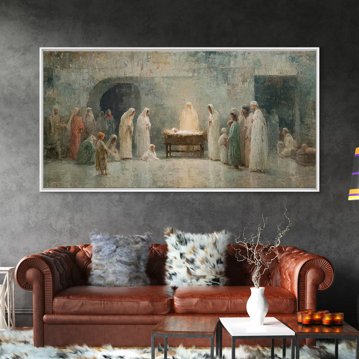 Radiant Nativity Calm – Framed Canvas Print – Christian Wall Art – Jesus Art Print – Christmas Art – Christian Christmas – Christian Decor