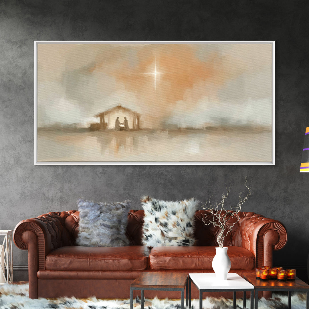 Holy Dawn Light | Framed Canvas Print | Christian Art Canvas | Christian Christmas Art | Modern Christian Art | Jesus Painting | Christmas