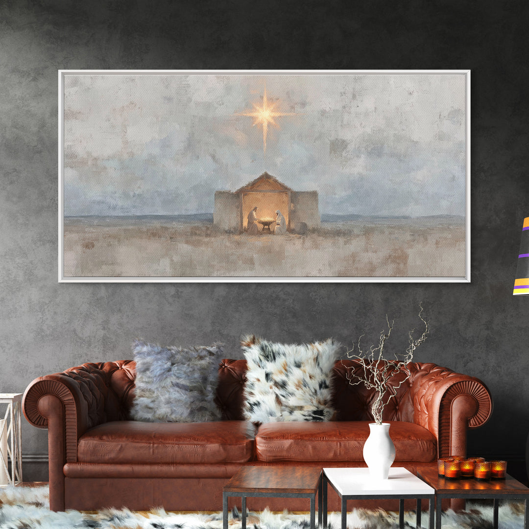 Bethlehem Peace, Framed Canvas Print, Christian Wall Art, Christian Art Canvas, Christmas Art Prints, Jesus Christmas Art, Vintage Christma