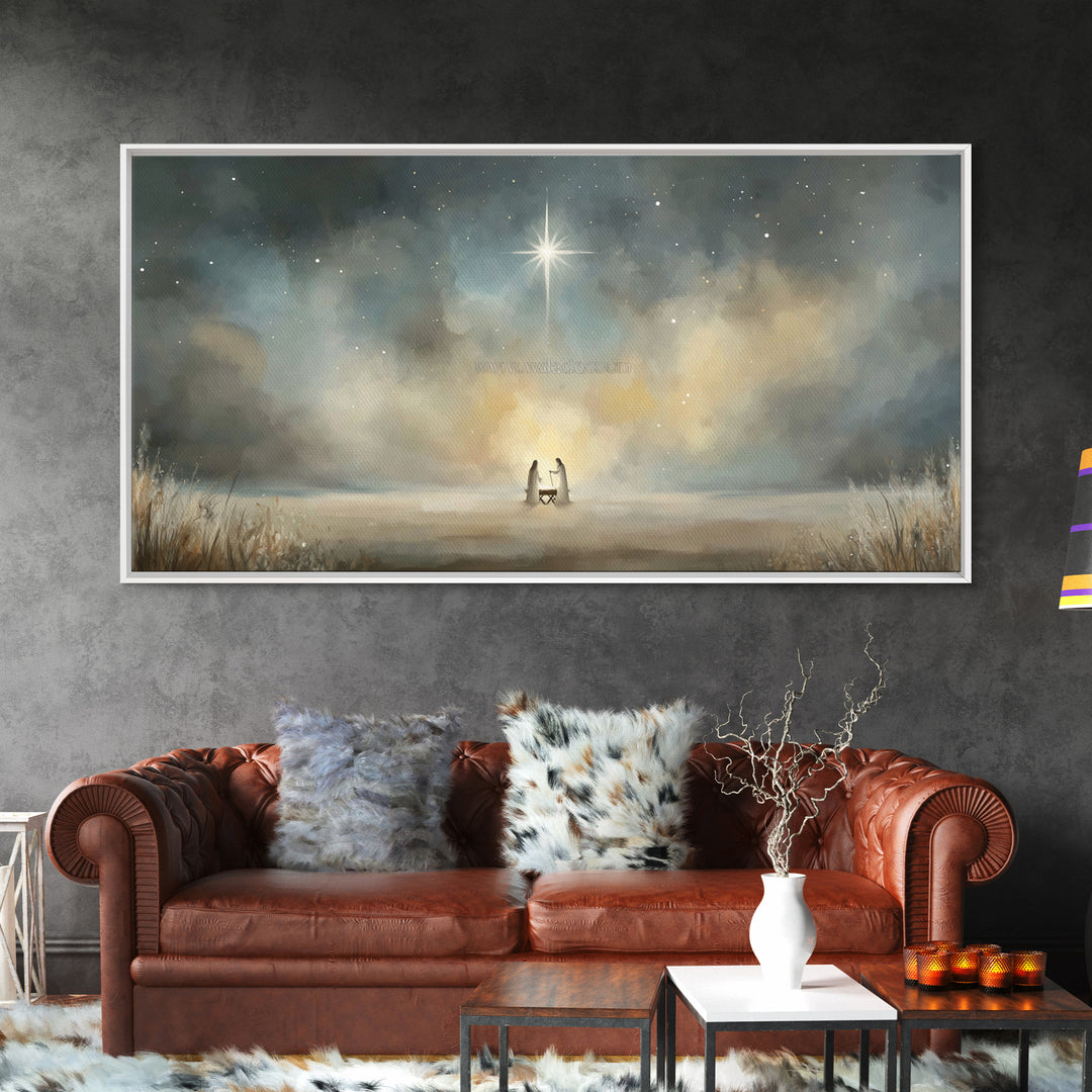 Star Of Emmanuel | Framed Canvas Print | Christian Wall Art | Christian Christmas Art | Christian Art Print | Jesus Painting | Christmas Ca