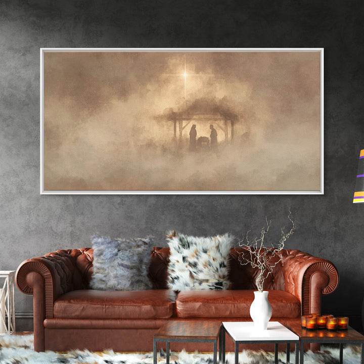 Heavenly Night Sky, Framed Canvas Print, Christian Art Print, Modern Christian Art, Christian Christmas Art, Christian Wall Art, Christmas