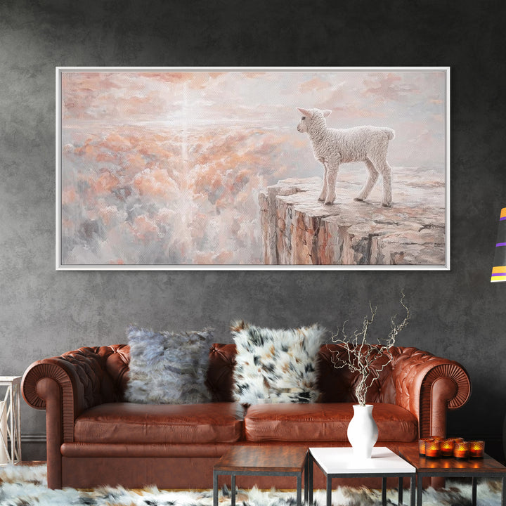 Heavenly Lamb - Framed Canvas Print - Christian Wall Art - Christian Art Canvas - Pastoral Scenery - Christian Christmas Art - Christian De