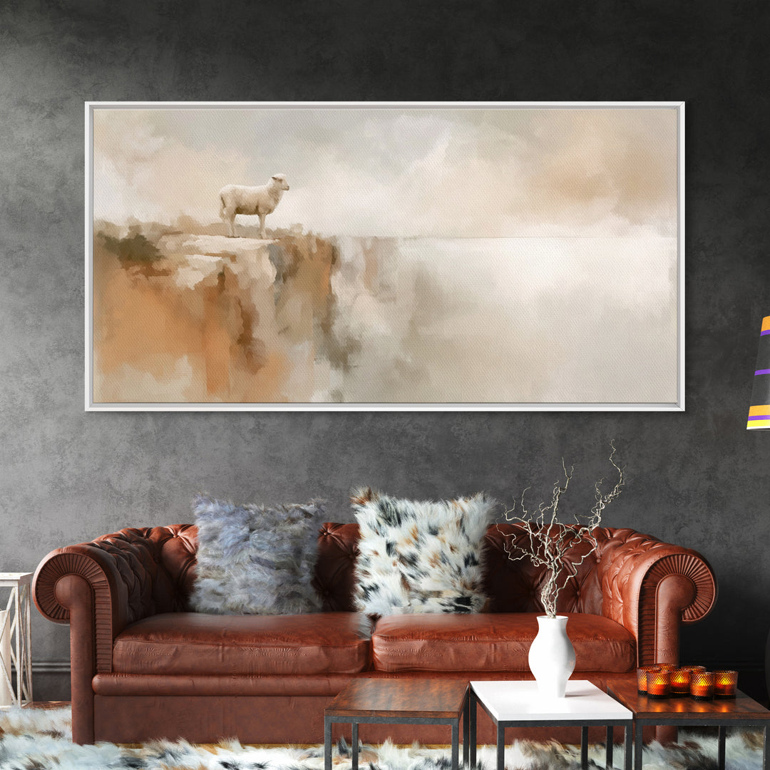 Quiet Cliff Light - Framed Canvas Print - Christian Art Canvas - Christian Christmas Art - Christian Wall Art - Modern Christian Art - Chri