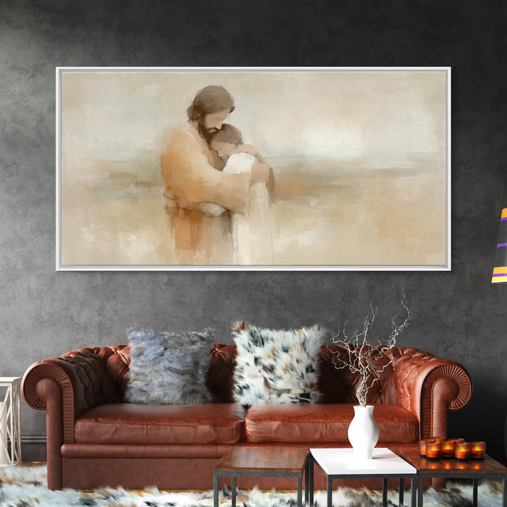 Graceful Embrace - Framed Canvas Print - Jesus Painting - Christian Wall Art - Christian Art Canvas - Christian Decor - Christian Christmas