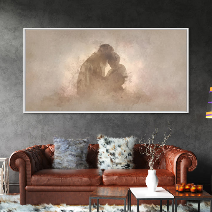 Sacred Comfort - Framed Canvas Print - Christian Art Canvas - Jesus Art Print - Christian Wall Art - Christmas Art Work - Christian Decor