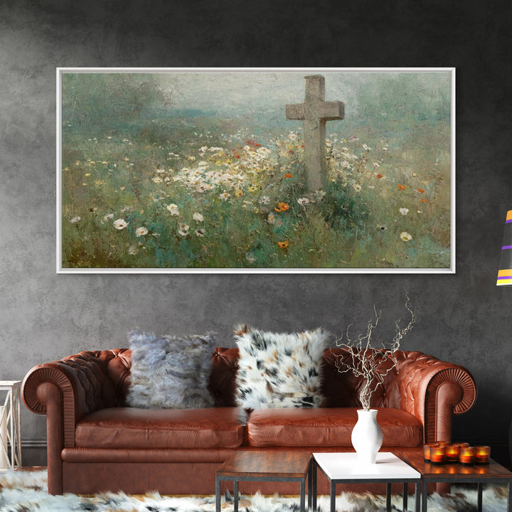 Field Of Redemption – Framed Canvas Print – Christian Art Print – Large Christian Painting – Christian Decor – Christian Wall Art – Unique