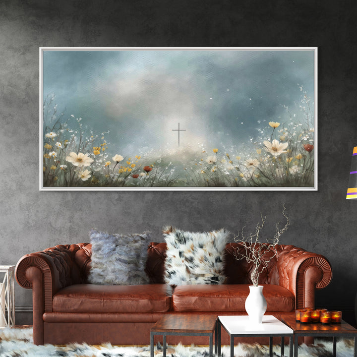 Heavenly Meadow – Framed Canvas Print – Christian Art – Jesus Painting – Christian Art Canvas – Subtle Christian Art – Christian Wall Art