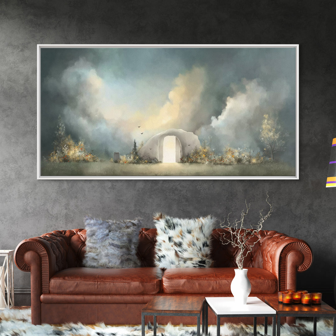 Empty Tomb Glory – Framed Canvas Print – Christian Art Canvas – Christian Wall Art – Christian Painting – Moody Christian Art – Christian D