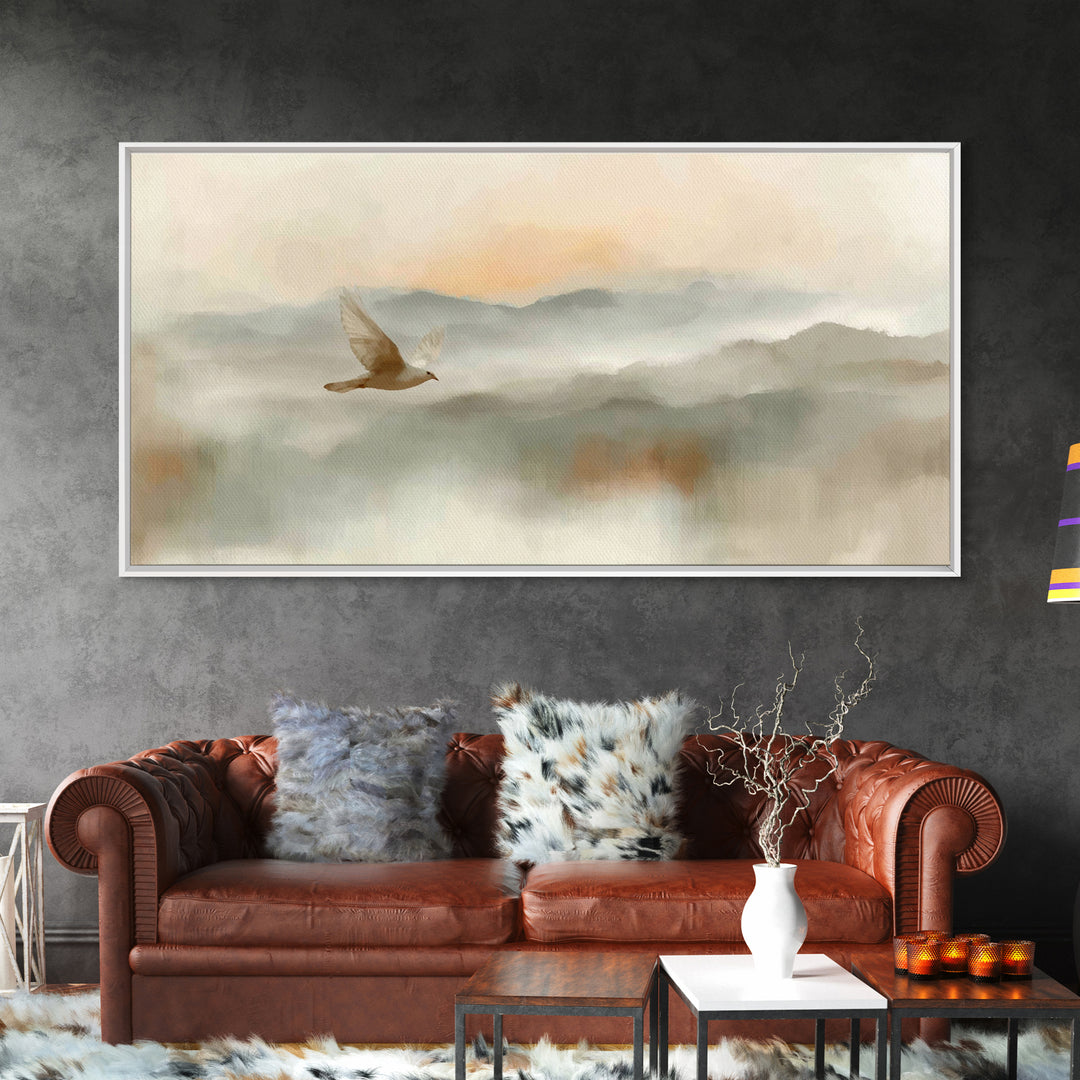 Soft Flight Grace – Framed Canvas Print – Subtle Christian Art – Christian Art Gift – Christian Art Print – Minimalist Christian Art