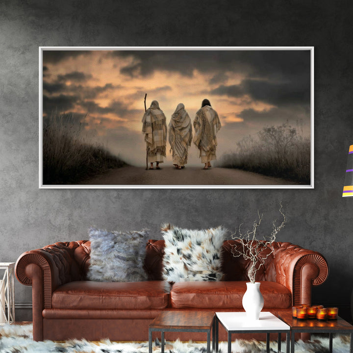 Evening Disciples Journey – Framed Canvas Print – Christian Painting – Jesus Canvas Art – Christian Wall Art – Christian Decor