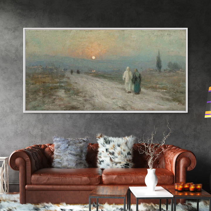 Sunset Pilgrim Road | Framed Canvas Print | Christian Wall Art | Jesus Painting | Christian Art Canvas | Christian Gift Ideas