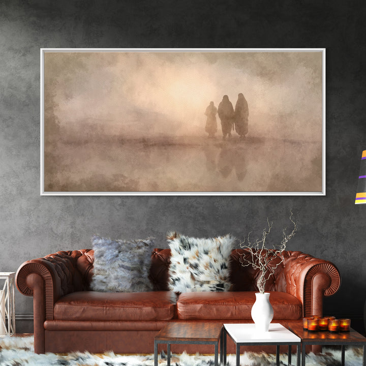 Desert Pilgrimage, Framed Canvas Print, Christian Wall Art, Christian Art Canvas, Moody Christmas Art, Christian Decor, Faith Art