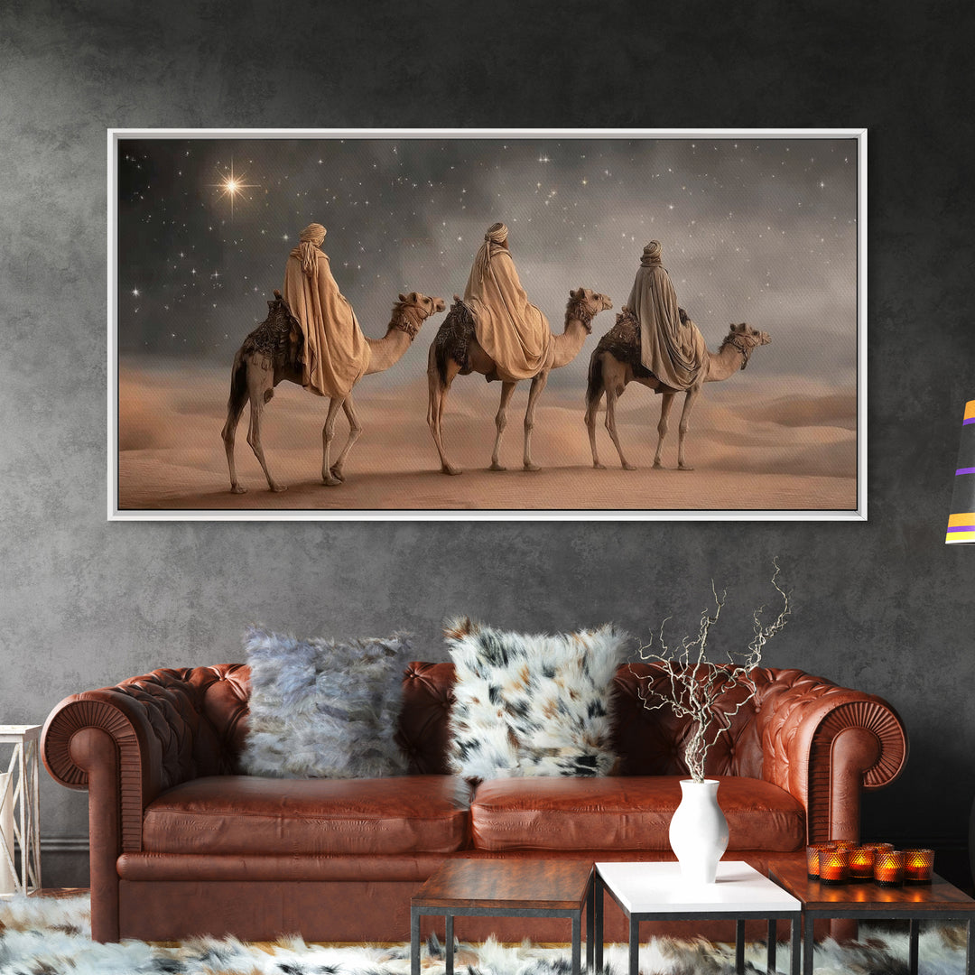 Night of Kings, Framed Canvas Print, Christian Christmas Art, Christian Wall Art, Christmas Canvas Wall Art, Moody Christmas Art, Christian